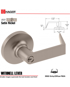 Hager 3550 Withnell Lever Lockset US15 Stock No 176976