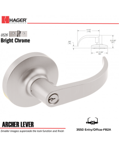 Hager 3550 Archer Lever Lockset US26 Stock No 136511