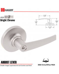 Hager 3550 August Lever Lockset US26 Stock No 137089