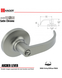 Hager 3550 Archer Lever Lockset US26D Stock No 105488