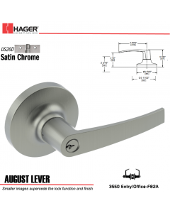 Hager 3550 August Lever Lockset US26D Stock No 150090