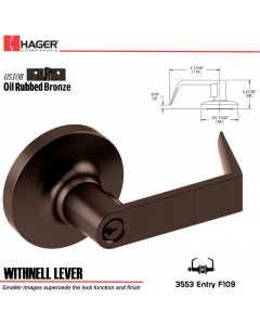 Hager 3553 Withnell Lever Lockset US10B Stock No 175204