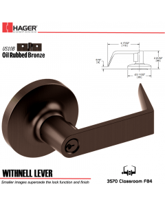 Hager 3570 Withnell Lever Lockset US10B/US26D Stock No 146928