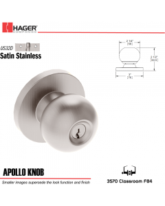 Hager 3570 Apollo Knob Lockset US32D Stock No 153031