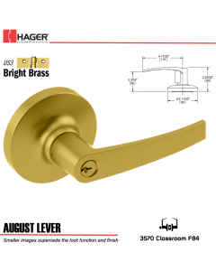 Hager 3570 August Lever Lockset US3/US26D Stock No 166118