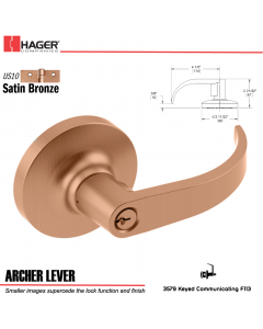 Hager 3579 Archer Lever Lockset US10 Stock No 042916