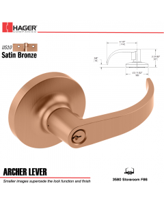 Hager 3580 Archer Lever Lockset US10 Stock No 164541