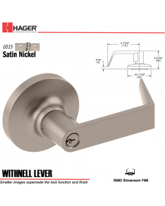 Hager 3580 Withnell Lever Lockset US15 Stock No 172367