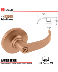 Hager 3610 Archer Lever Lockset US10 Stock No 092398