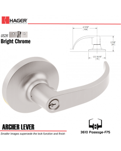 Hager 3610 Archer Lever Lockset US26 Stock No 092406