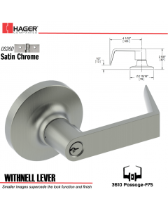 Hager 3610 Withnell Lever Lockset US26D Stock No 119162