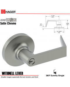 Hager 3617 Archer Lever Lockset US26D Stock No 013165