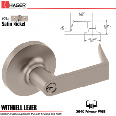 Hager 3640 Withnell Lever Lockset US15 Stock No 157561