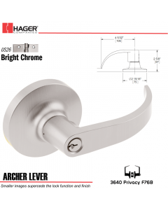 Hager 3640 Archer Lever Lockset US26 Stock No 096793