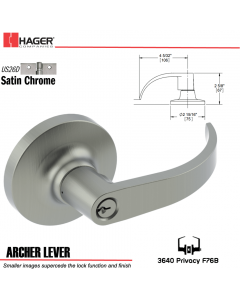 Hager 3640 Archer Lever Lockset US26D Stock No 095630