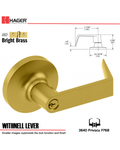 Hager 3640 Withnell Lever Lockset US3 Stock No 034869