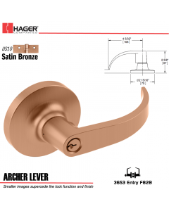 Hager 3653 Archer Lever Lockset US10 Stock No 138147