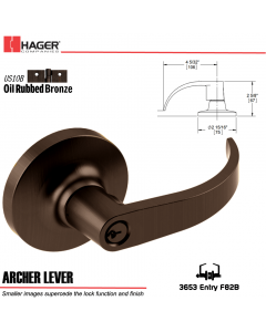 Hager 3653 Archer Lever Lockset US10B Stock No 153132