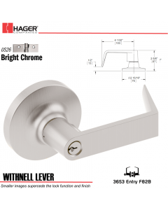 Hager 3653 Withnell Lever Lockset US26 Stock No 114266