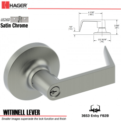 Hager 3653 Withnell Lever Lockset US26D Stock No 162315