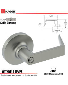 Hager 3670 Withnell Lever Lockset US26D Stock No 175774