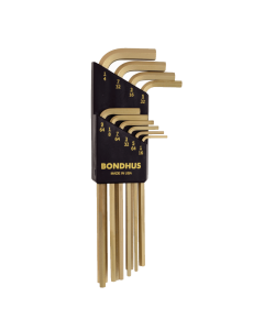 Bondhus Hex End Long Arm L-Wrench SAE 10pc Set (HLX10G) Gold finish