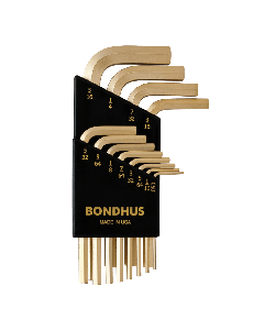 Bondhus Hex End Short Arm L-Wrench SAE 12pc Set (HLX12SG) Gold finish