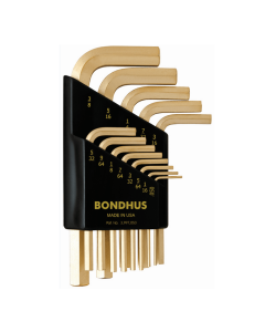 Bondhus Hex End Short Arm L-Wrench SAE 13pc Set (HLX13SG) Gold finish