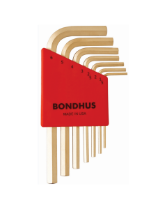 Bondhus Hex End Short Arm L-Wrench Metric 7pc Set (HLX7MSG) Gold finish