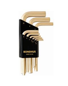 Bondhus Hex End Short Arm L-Wrench Metric 9pc Set (HLX9MSG) Gold finish