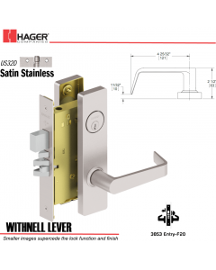 Hager 3853 US32D Withnell Lever Door Lock Stock No 150915