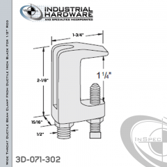 Wide Throat Ductile Beam Clamp From Ductile Iron Black For 1/2 in. Rod