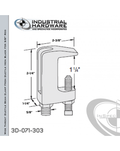 Wide Throat Ductile Beam Clamp From Ductile Iron Black For 5/8 in. Rod