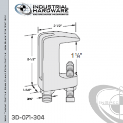 Wide Throat Ductile Beam Clamp From Ductile Iron Black For 3/4 in. Rod