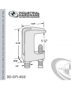 Wide Throat Ductile Beam Clamp From Ductile Iron Electro-Galv For 1/2 in. Rod