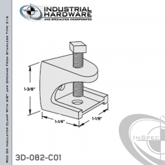 Rod Or Insulator Clamp With 5/8 in. Jaw Opening From Stainless Type 316 For 1/4-20