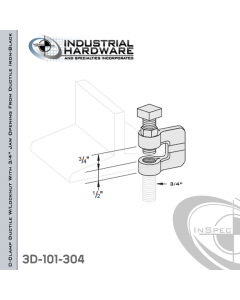 C-Clamp Ductile W/Locknut With 3/4 in. Jaw Opening From Ductile Iron-Black For 3/4-10