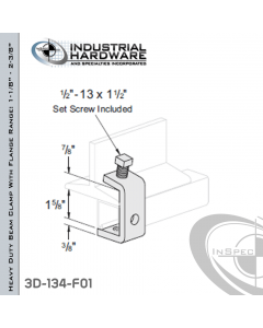 Heavy Duty Beam Clamp With Flange Range: 1-1/8 in. - 2-3/8 in. From Steel-E.G. (ZP)