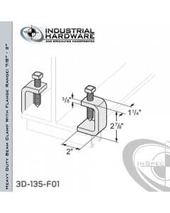 Heavy Duty Beam Clamp With Flange Range: 7/8 in. - 2 in. From Steel-E.G. (ZP)