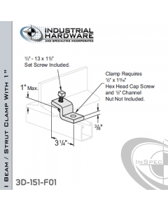 I Beam / Strut Clamp With 1 in. Max Capacity From Steel-E.G. (ZP) For All Strut