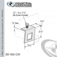 I Beam / Strut Clamp With Angular Window For 1-5/8 Strut With 7/8 in. Max Capacity From Stainless Type 316