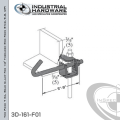 Two Piece 7 Ga. Beam Clamp For 1/2 in. Threaded Rod From Steel-E.G. (ZP) For 5 in.-9 in. Flange Width And 1/2-13 Rod