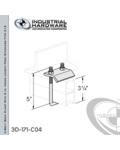 U-Bolt Beam Clamp With 5 in. Inside Length From Stainless Type 316 For 3-1/4 in. Strut