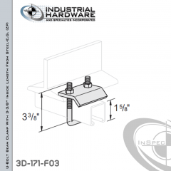 U-Bolt Beam Clamp With 3-3/8 in. Inside Length From Steel-E.G. (ZP) For 1-5/8 in. Strut