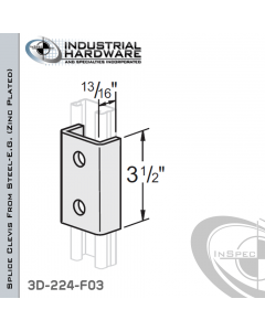 Splice Clevis From Steel-E.G. (Zinc Plated) With 2-Holes For 13/16 in. Strut