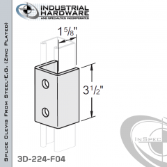 Splice Clevis From Steel-E.G. (Zinc Plated) With 2-Holes For 1-5/8 in. Strut