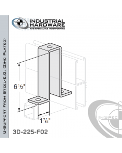 U-Support From Steel-E.G. (Zinc Plated) With 3-Holes For All Strut With 6-1/2 in. Offset