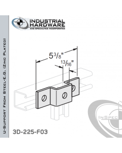 U-Support From Steel-E.G. (Zinc Plated) With 3-Holes For 13/16 in. Strut