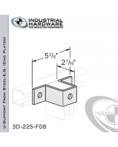 U-Support From Steel-E.G. (Zinc Plated) With 3-Holes For 2-7/16 in. Strut