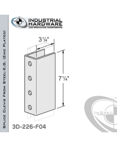 Splice Clevis From Steel-E.G. (Zinc Plated) With 4-Holes For 3-1/4 in. Strut